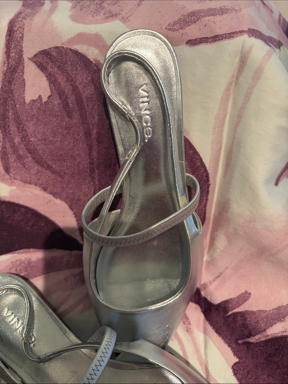 Vince Silver Metallic Strappy flat mules